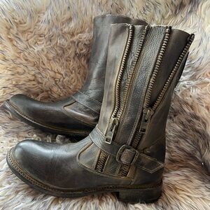 BED|STU Metallic Leather Boots with Zippers